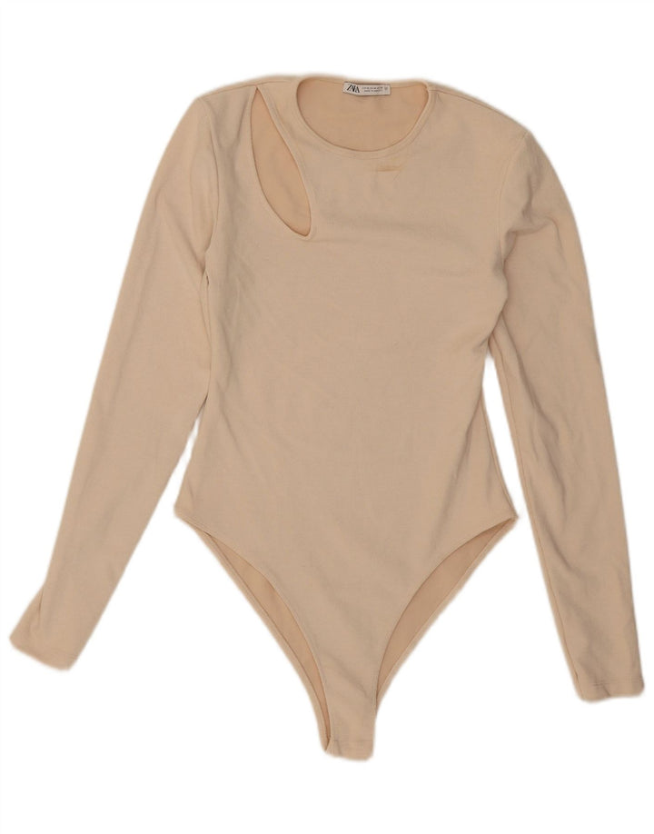 Zara langærmet bodysuit til kvinder UK 12 Medium Beige