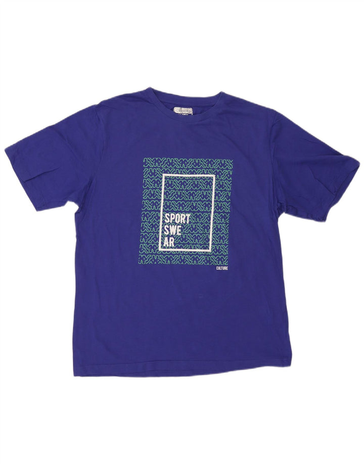 KAPPA Herre grafisk T-shirt Top XL Blå Bomuld
