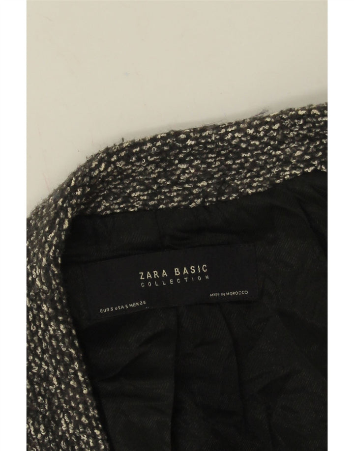 Zara Womens Longline Open Blazer Jacket UK 10 Small Grey Flecked