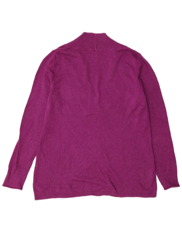 Eddie Bauer Womens V-Neck Jumper Sweater UK 16 Large Purple Cotton