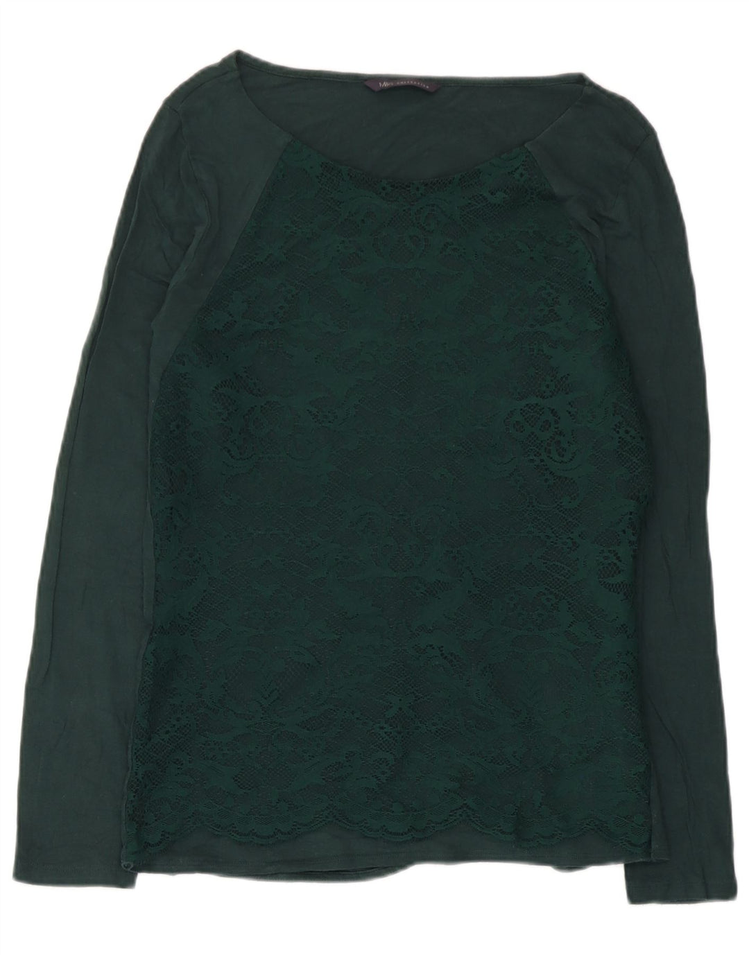 Marks & Spencer Dametop Langærmet UK 12 Medium Green Paisley Viscose