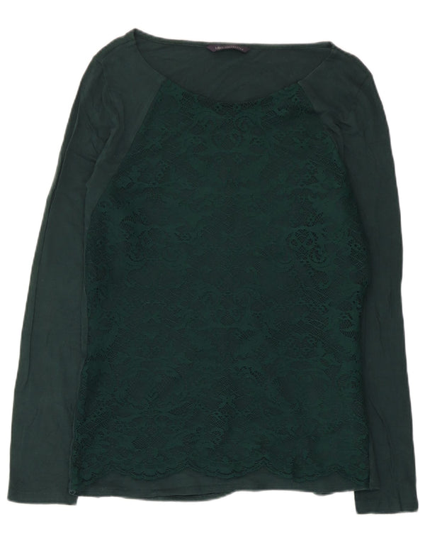 Marks & Spencer Dametop Langærmet UK 12 Medium Green Paisley Viscose