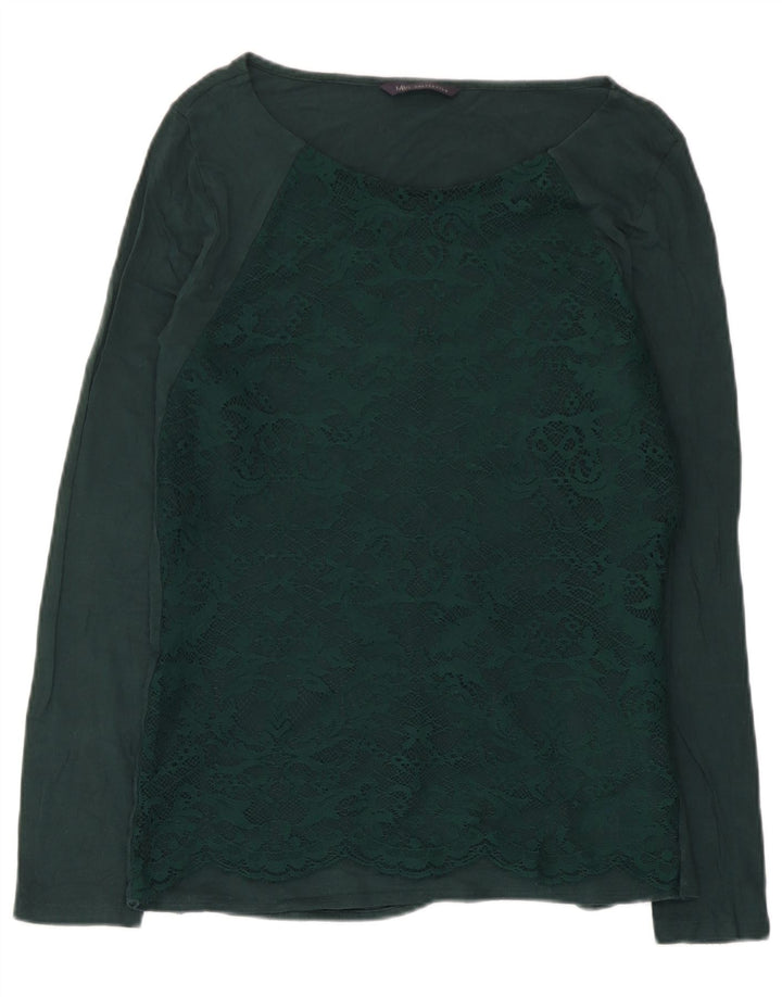 Marks & Spencer Dametop Langærmet UK 12 Medium Green Paisley Viscose