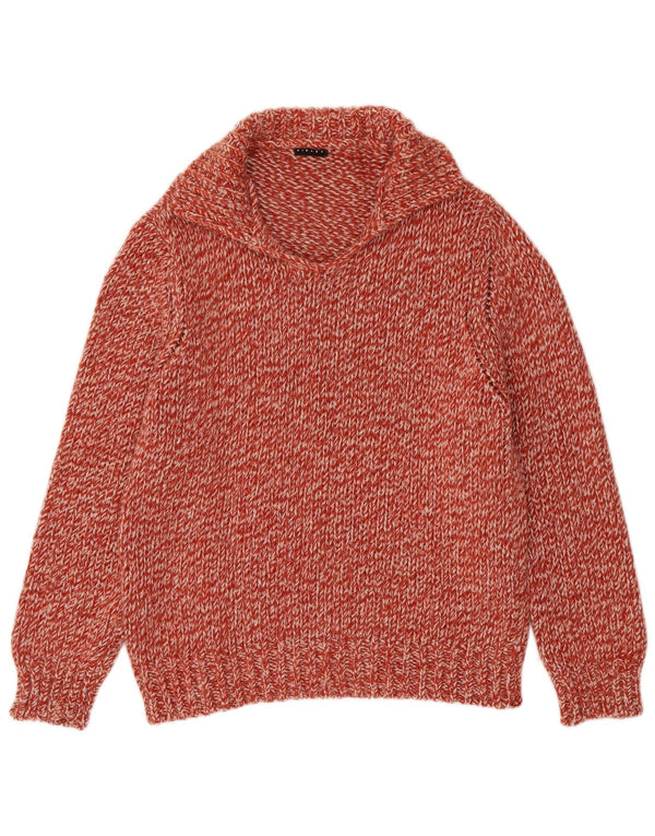 Sisley Dame Polo Neck Jumper Sweater UK 18 XL Rød Flecked Uld