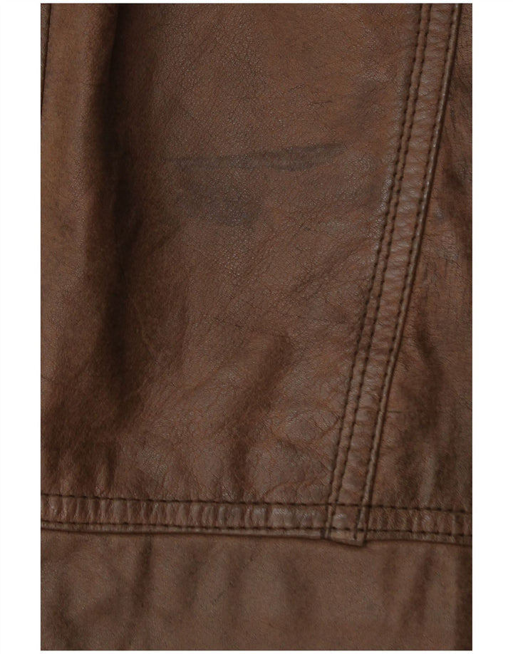 Vintage oversize læderjakke til kvinder EU 44 XL brunt læder