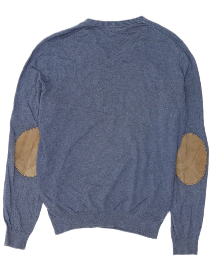 Massimo Dutti Herre V-hals sweater Medium Blå Bomuld