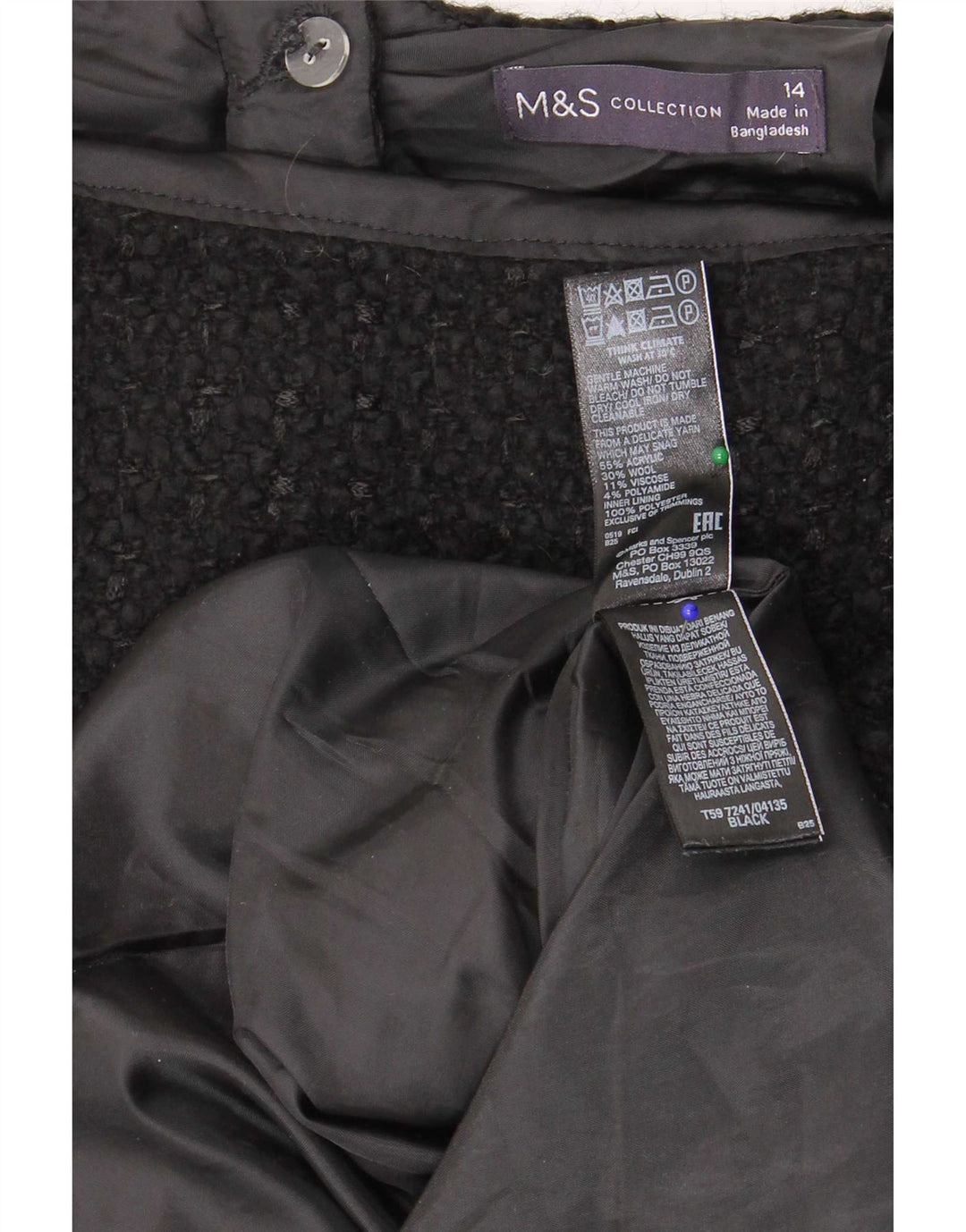 Marks & Spencer Mininederdel til kvinder UK 14 Medium W32 Sort Akryl
