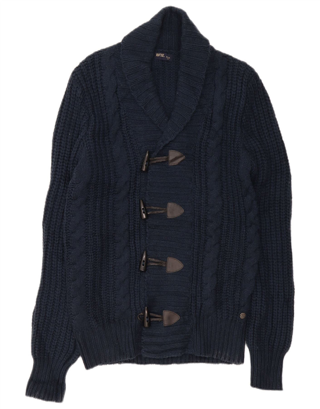 Riffel Herre Cardigan Sweater Stor Marineblå Akryl
