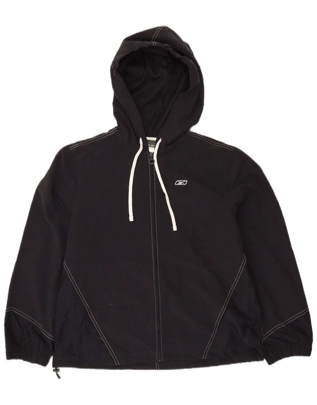 REEBOK Regnjakke med hætte til kvinder UK 14 Stor sort polyester