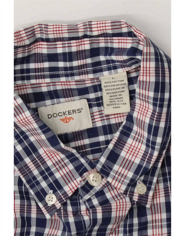 Dockers herreskjorte stor blå ternet bomuld