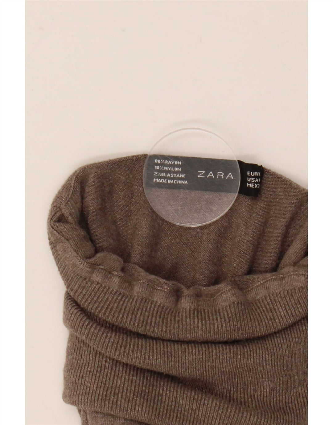 Zara Dame Rullehals Sweater UK 12 Medium Grå Rayon