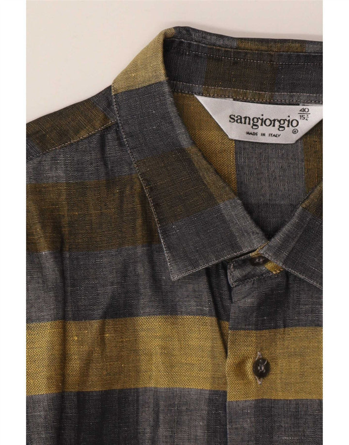 Sangiorgio Kortærmet Herreskjorte Størrelse 40/15 Medium Grey Check