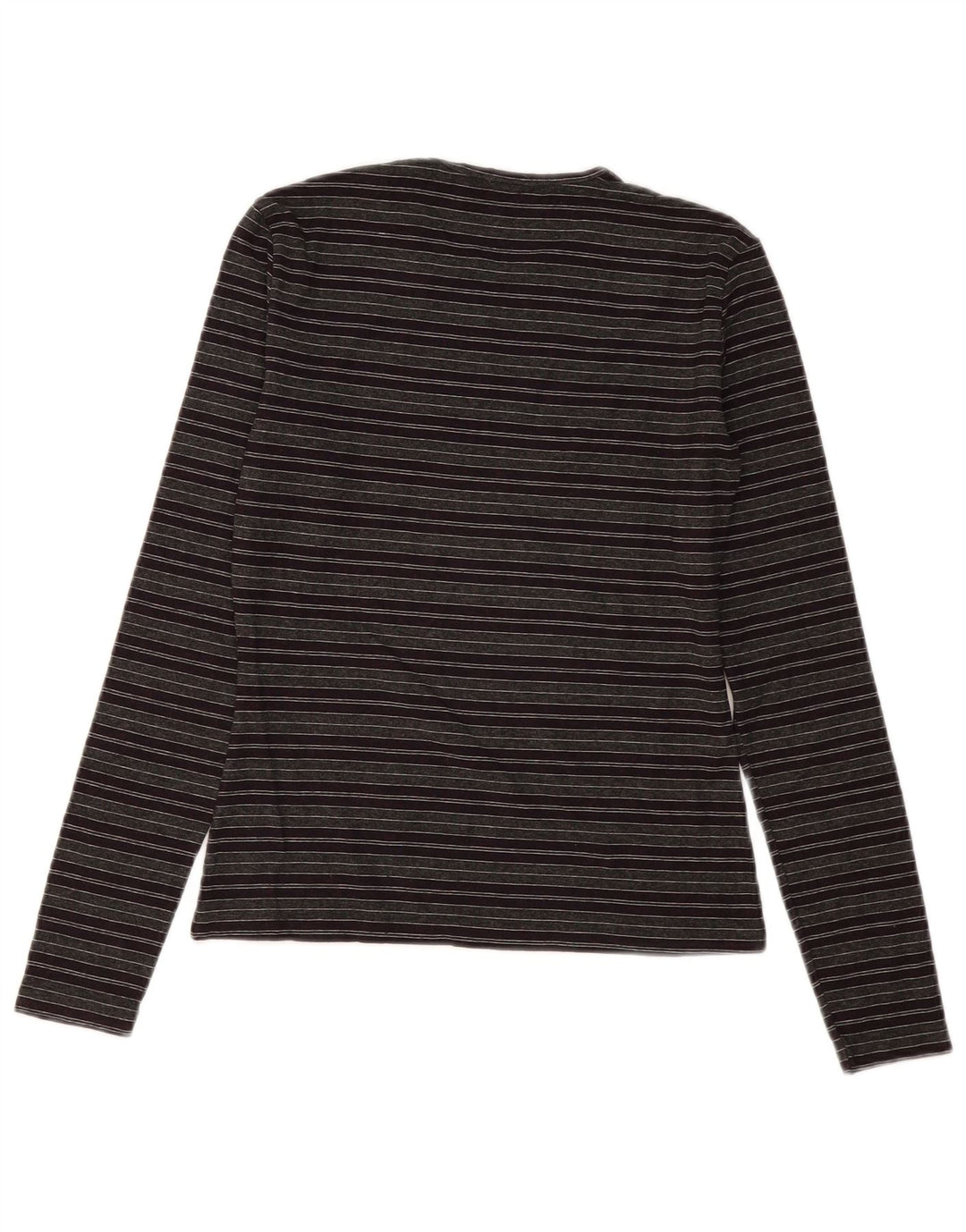 BENETTON Dame Top Langærmet UK 8 Lille Grå Stribet