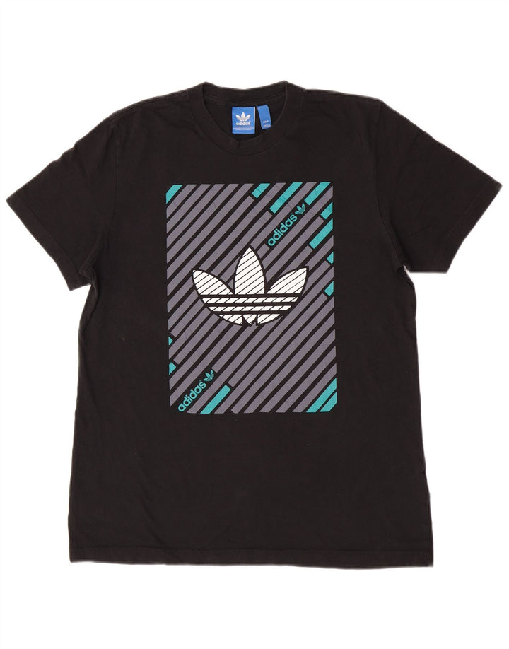 Adidas Herre grafisk T-shirt Top Medium Sort Bomuld