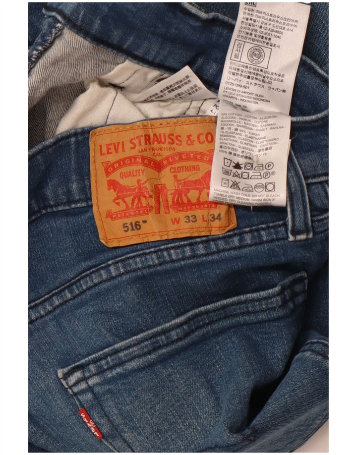 LEVI'S Herre 516 Straight Jeans W33 L34 Blå Bomuld