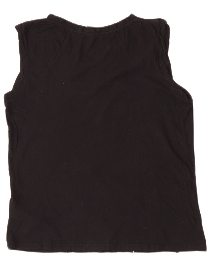 Liu Jo Kvinder Grafisk Vest Top UK 10 Lille Sort Bomuld