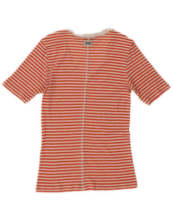 G-Star Dame T-Shirt Top UK 4 XS Rød Stribet