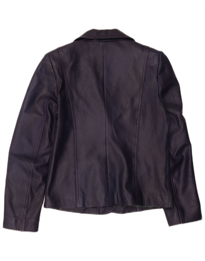TORUS Womens 2 Button Leather Blazer Jacket UK 12 Medium Purple Leather