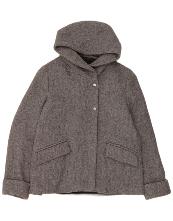 Zara Dame Hooded Bomber Jacket UK 14 Medium Grey Uld