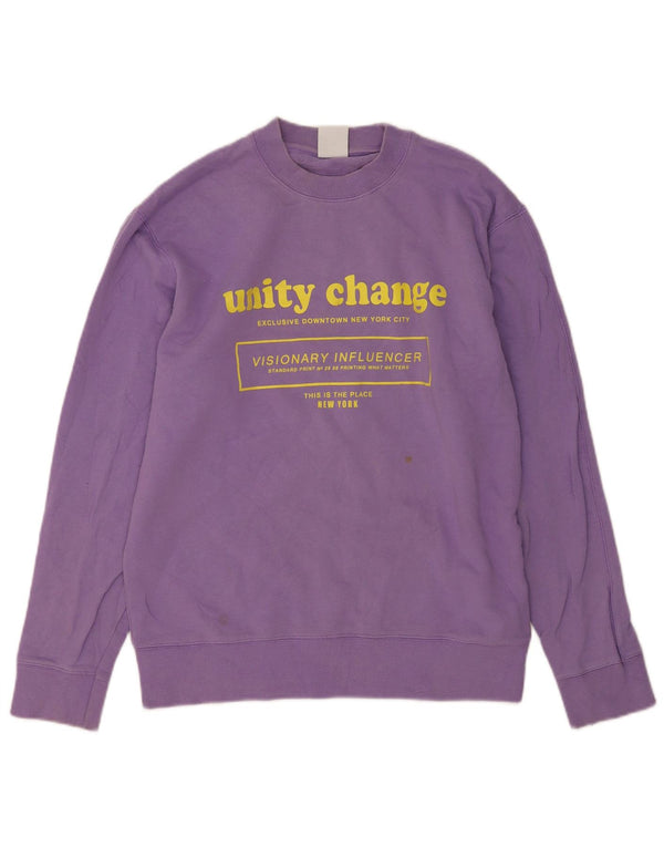 Zara Herre Grafisk Sweatshirt Jumper Lille Lilla Bomuld