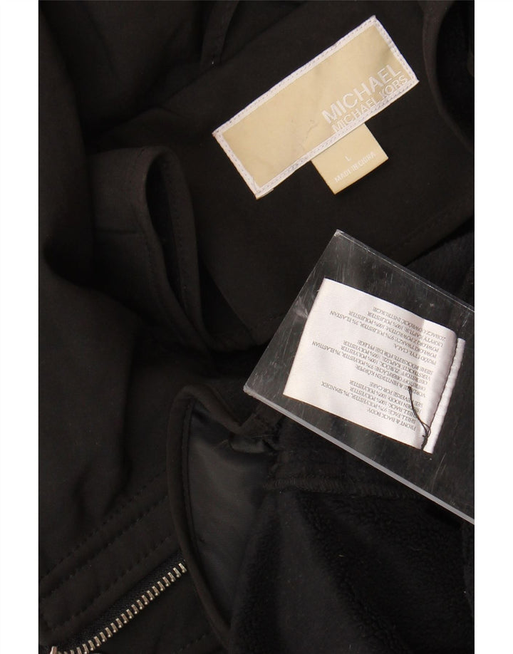 MICHAEL KORS Kvinder Utility Jacket UK 14 Large Black Polyester