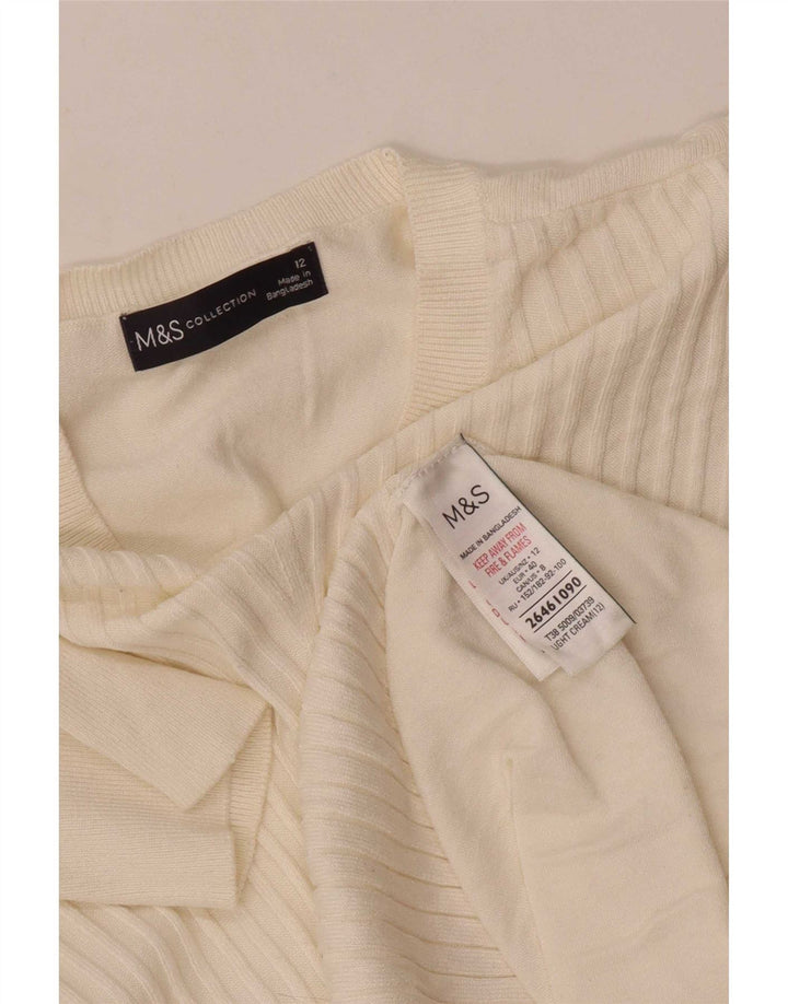Marks & Spencer T-shirt top til kvinder UK 12 Medium Off White Viscose