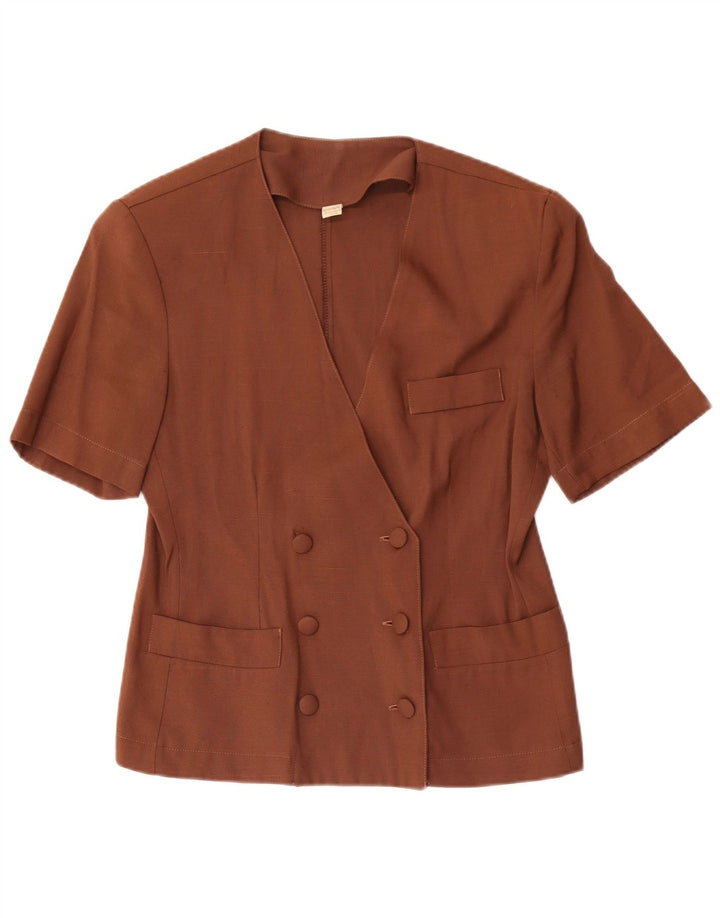 Vintage Dame Dobbeltradet Blazer Jacket UK 12 Medium Brown