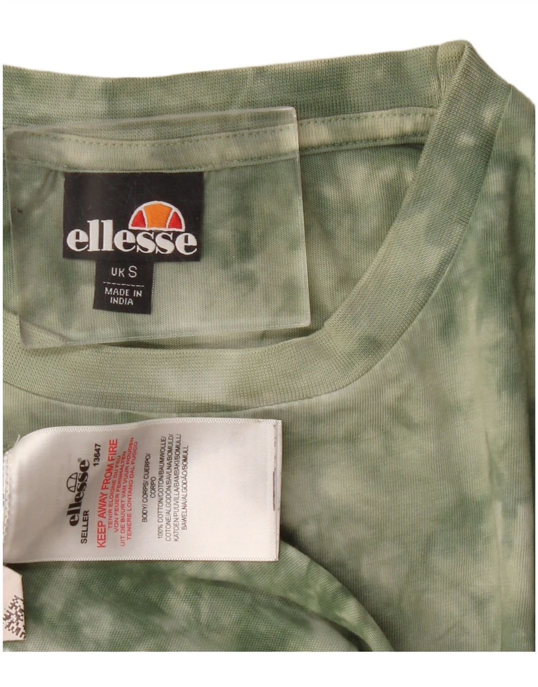 Ellesse Herre T-Shirt Top Small Khaki Tie Dye Bomuld