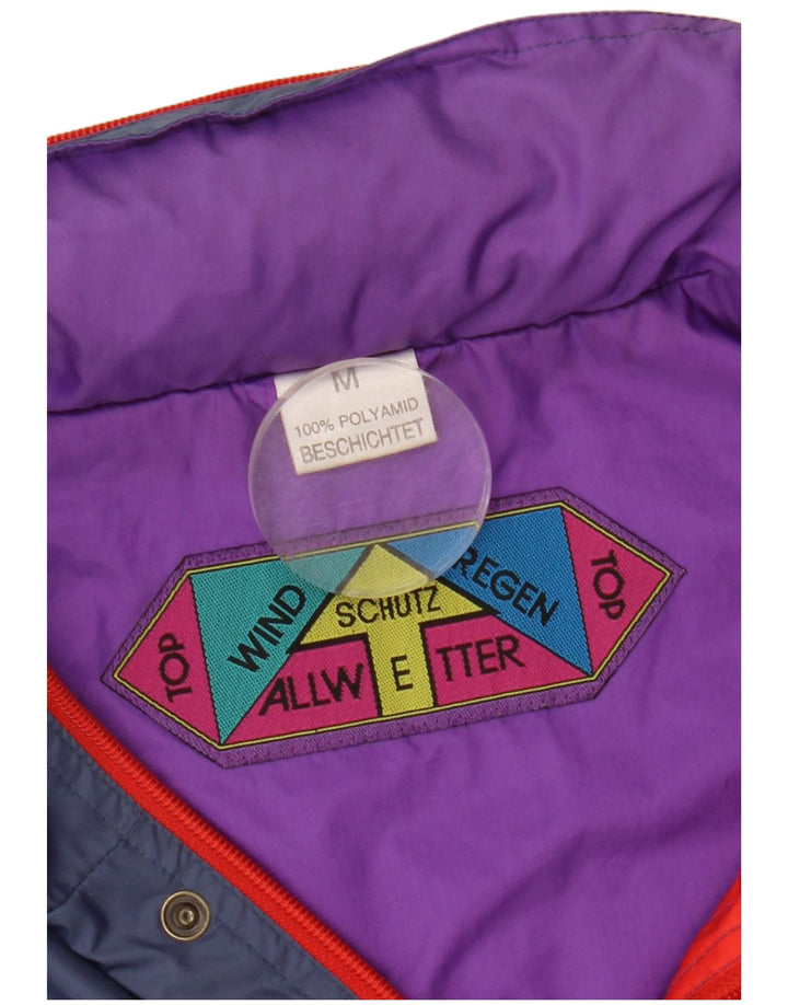 VINTAGE Herre Hættejakke Anorak UK 38 Medium Navy Blue Colourblock