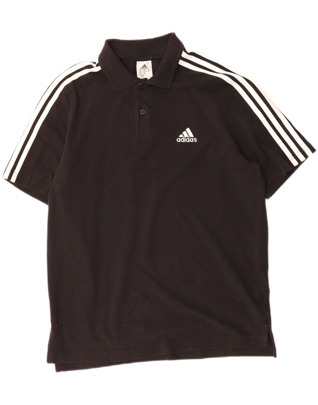 ADIDAS Mens Polo Shirt Medium Black Cotton