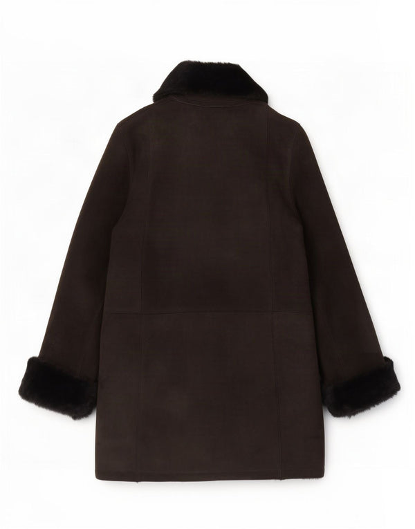 Vintage Womens Shearling Coat UK 16 Large Black