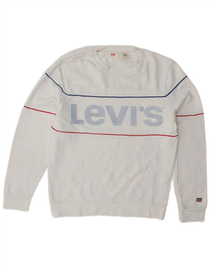 LEVI'S Mens Graphic Sweatshirt Jumper Small White Cotton