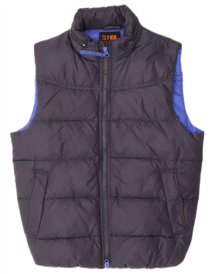 Sun68 Herre Polstret Gilet UK 36 Small Navy Blue Polyamide