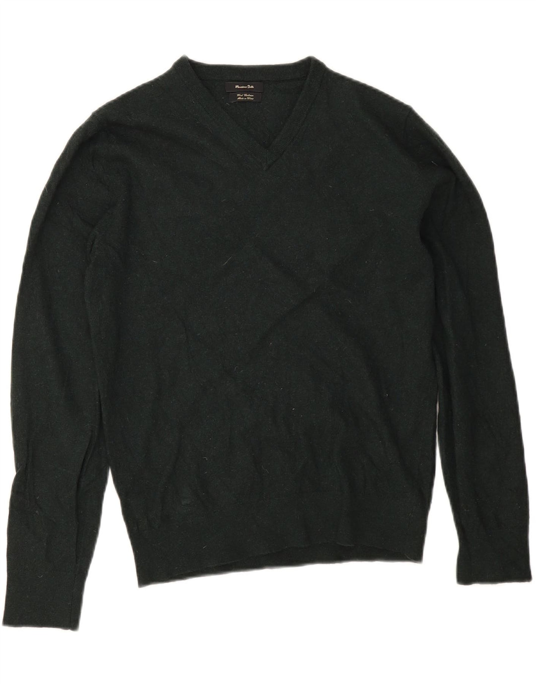 Massimo Dutti Dame V-hals sweater UK 14 Medium Grøn Uld