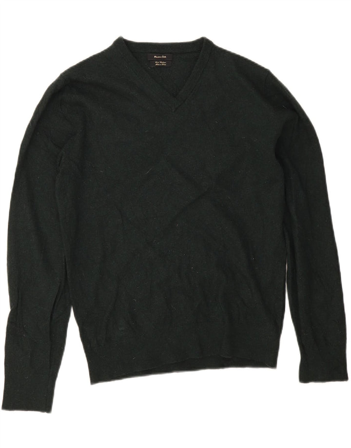 Massimo Dutti Dame V-hals sweater UK 14 Medium Grøn Uld