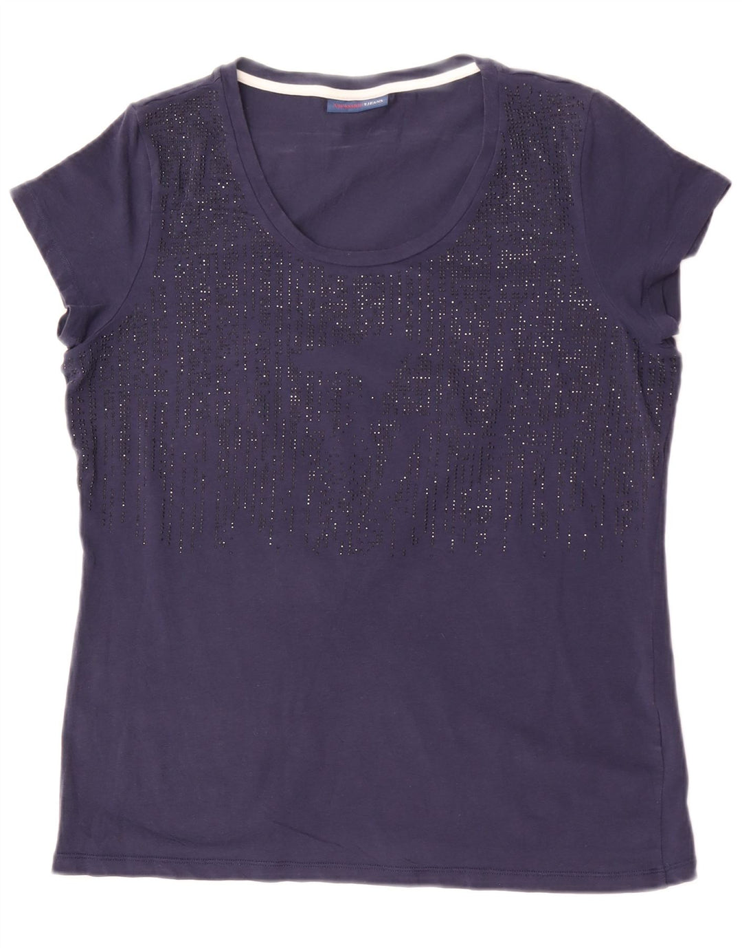 Trussardi Jeans Dame T-Shirt Top UK 14 Medium Navy Blue