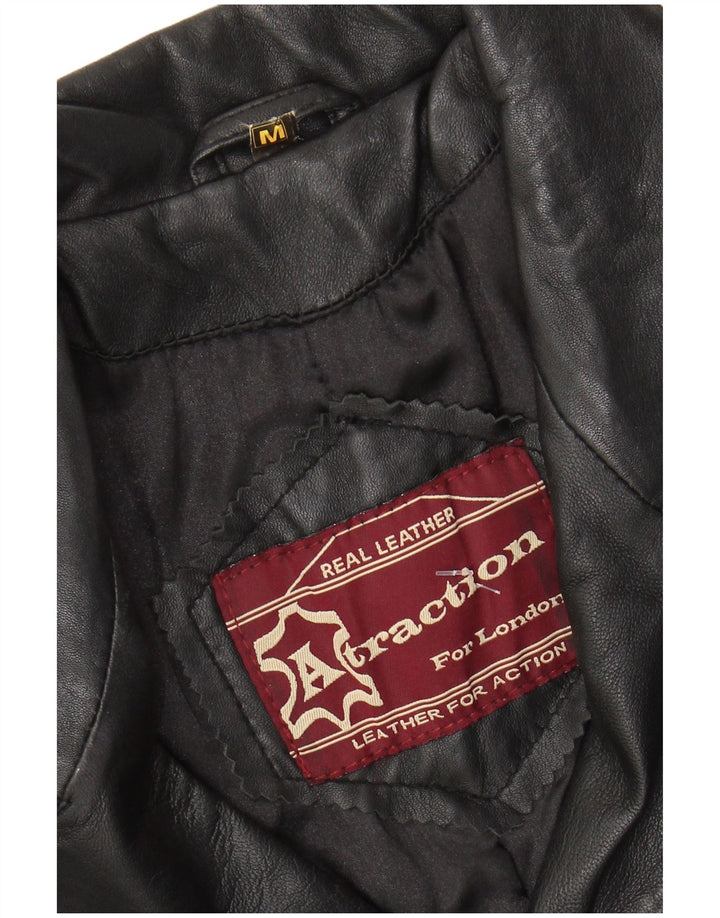 Vintage læderfrakke til kvinder UK 12 medium sort læder
