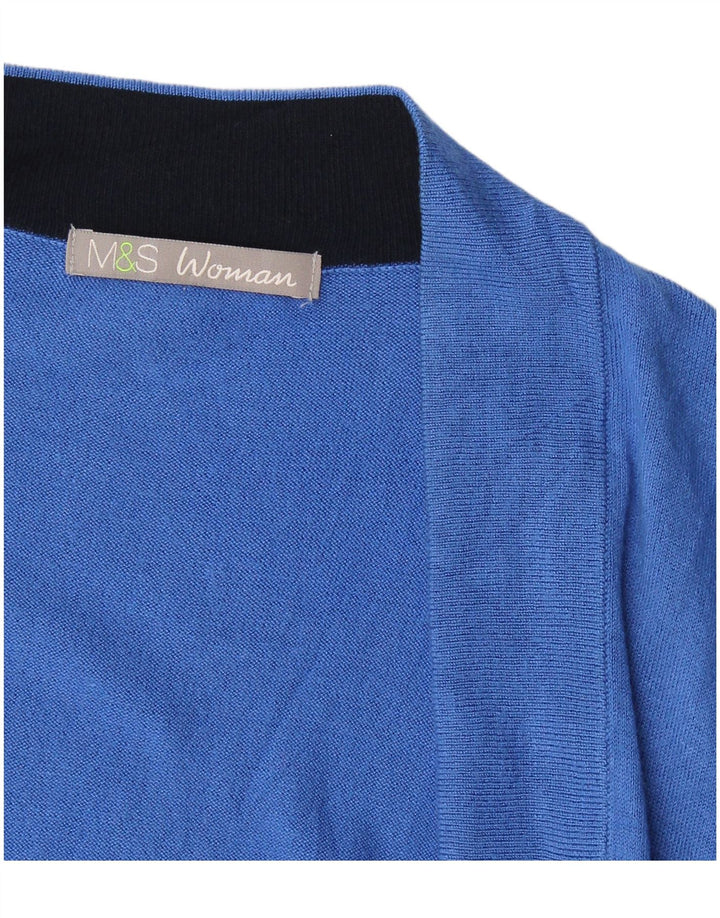 Marks & Spencer Dame Kortærmet Åben Cardigan Sweater UK 16 Large Blue