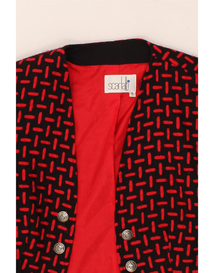 VINTAGE Womens Abstract Pattern 3/4 Sleeve Blazer Jacket EU 38 Medium Red Vintage Vintage and Second-Hand Vintage from Messina Hembry 
