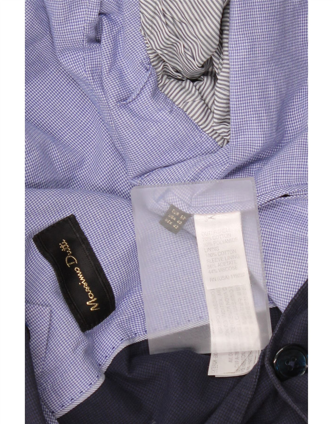 Massimo Dutti Herre 2-knaps blazerjakke EU 52 Large Navy Blue Houndstooth