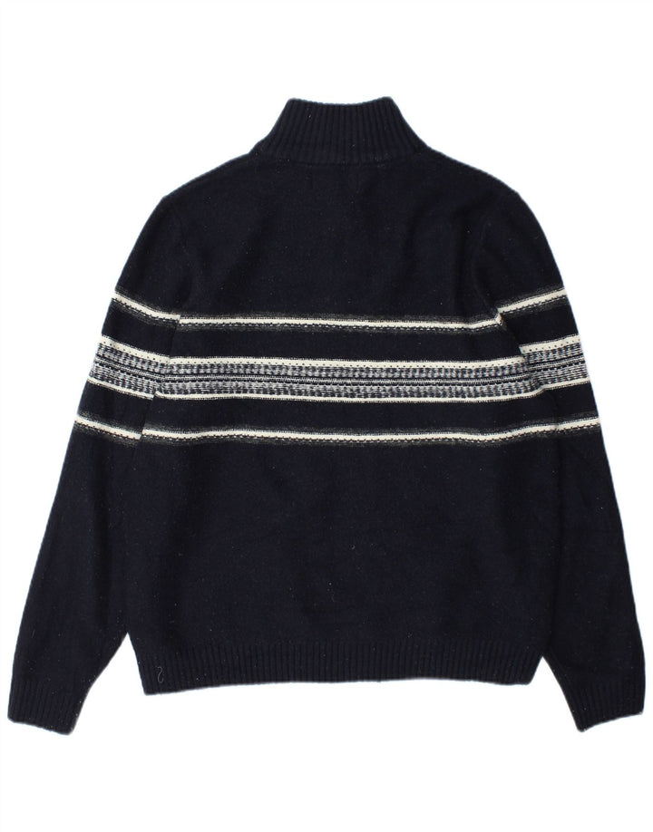 Marks & Spencer Herre Zip Neck Jumper Sweater Stor Marineblå Stribet