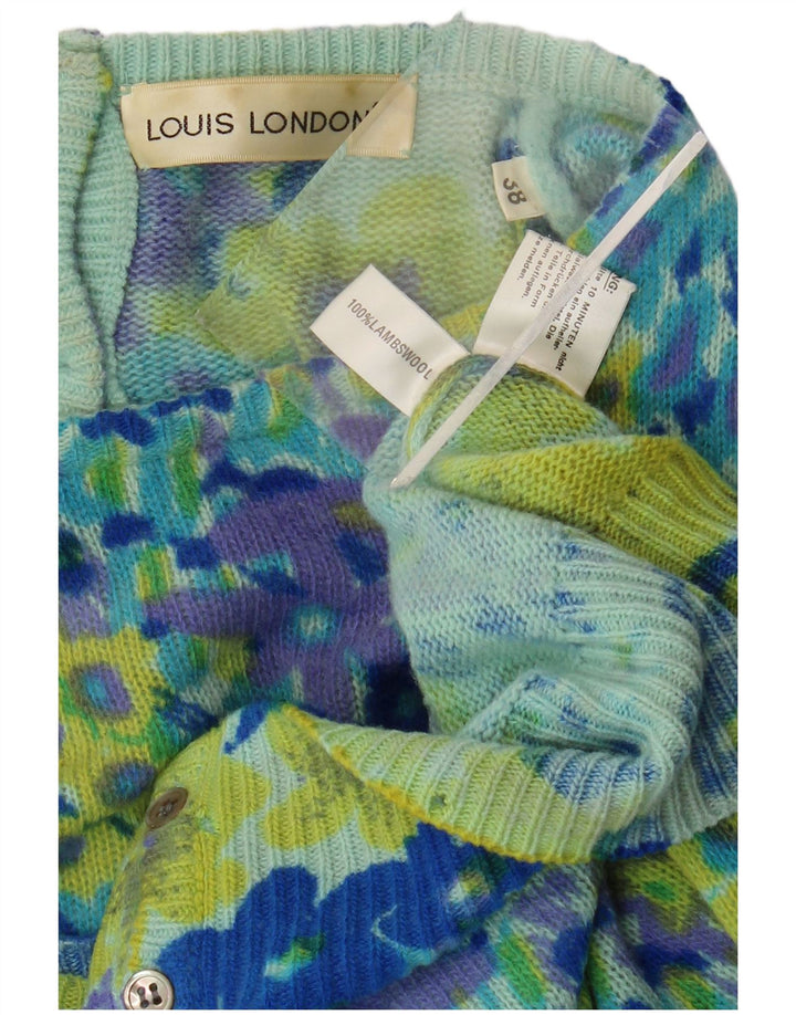 LOUIS LONDON Dame cardigan sweater EU 38 Medium Blue Animal Print
