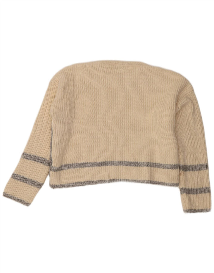 Marks & Spencer Dame Crop Crew Neck Jumper Sweater UK 14 Medium Beige
