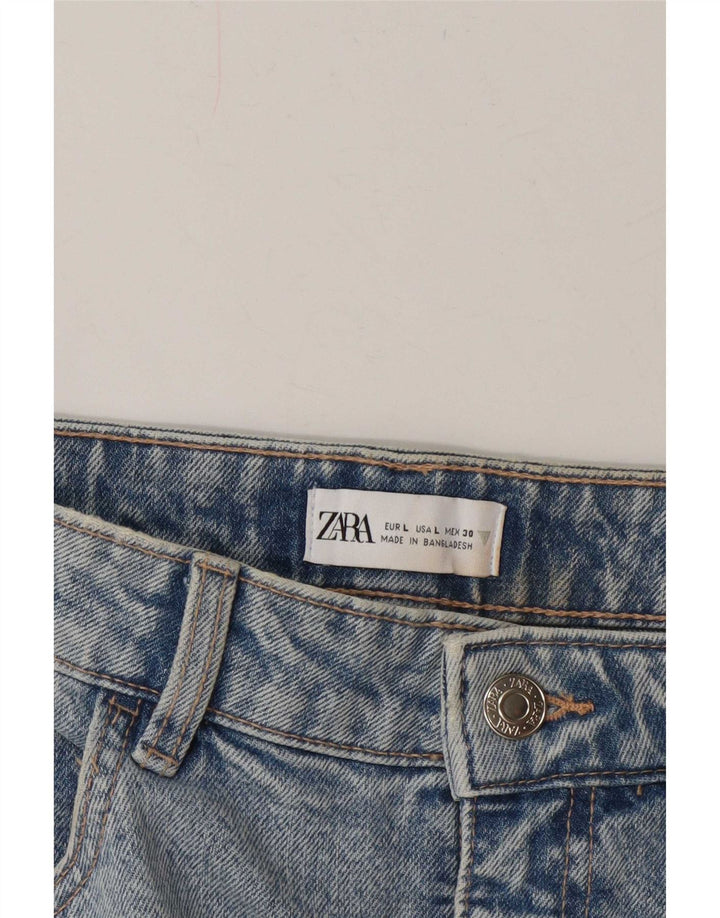 Zara Dame Denim Nederdel Large W30 Blå