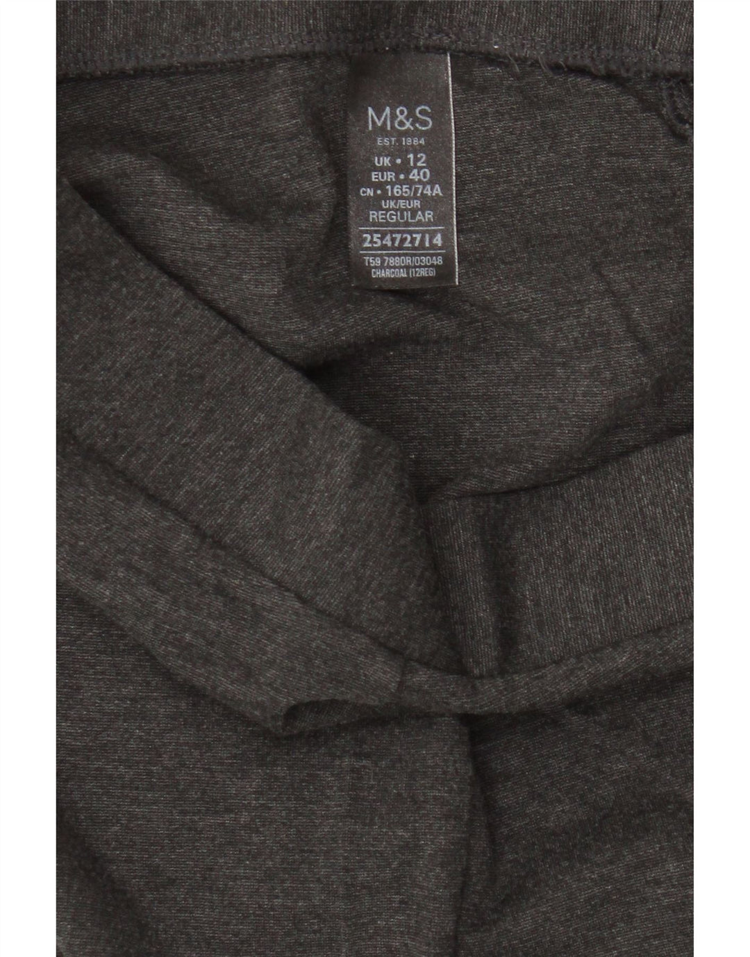 Marks & Spencer Womens Crop Leggings UK 12 Medium Grey Viscose