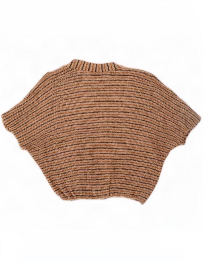 Vintage Dame Crop Cardigan Top EU 40 Medium Beige Stribet