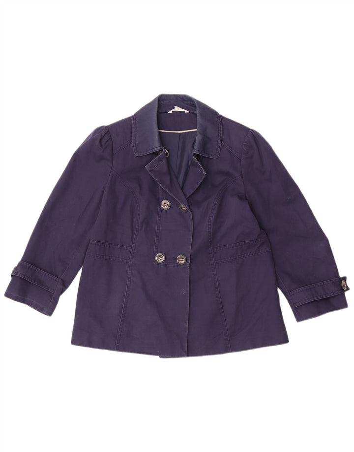 Marks & Spencer Kvinder Kort Trench Coat UK 14 Medium Navy Blue
