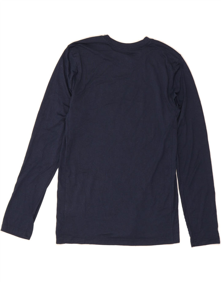 NIKE Mens Dri Fit Graphic Top Long Sleeve Small Navy Blue Polyester Vintage Nike and Second-Hand Nike from Messina Hembry 