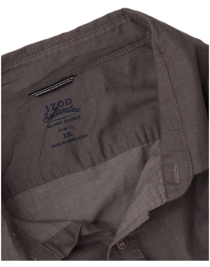 Izod Herre Salt Vand Slim Fit skjorte 2XL Grå