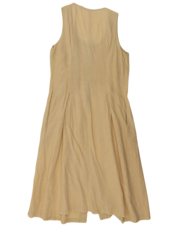 Vintage ærmeløs maxikjole til kvinder UK 14 Medium Gul